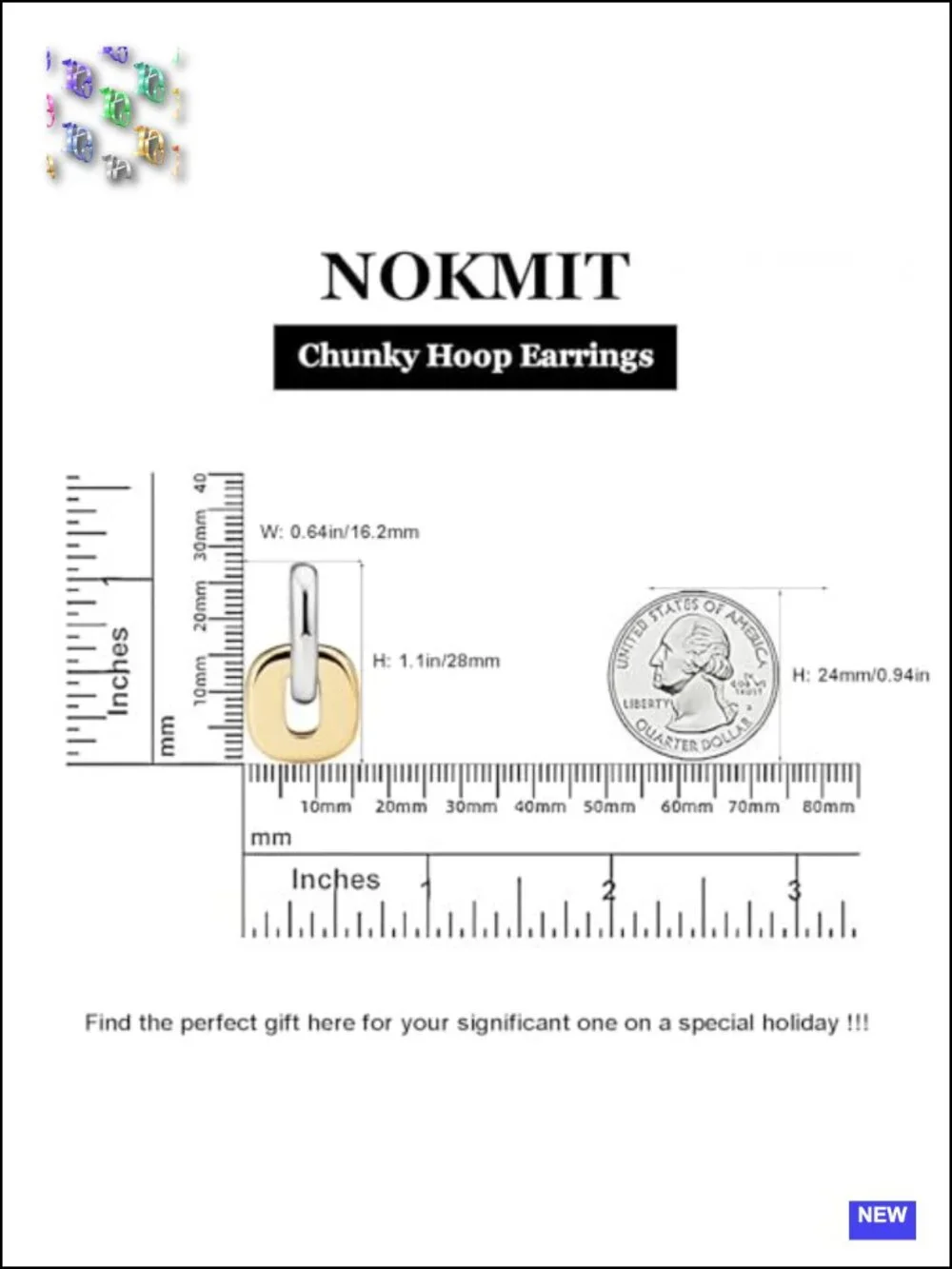 Convertible Geometric Hoop Earrings with Detachable Link, Hypoallergenic Mixed